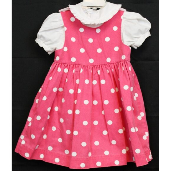 VTG Kelly's Kids Pink Polka Dot Dress Bow Blouse 3T Spring Summer Casual Fast Fr - Picture 3 of 7